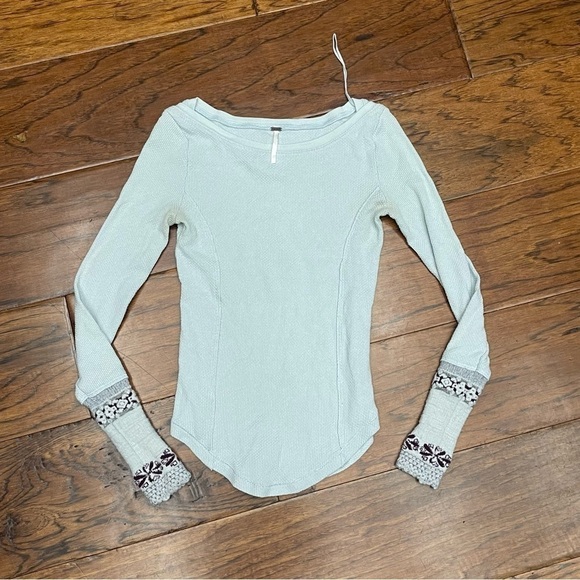 Free people thermal light gray top - Picture 1 of 10